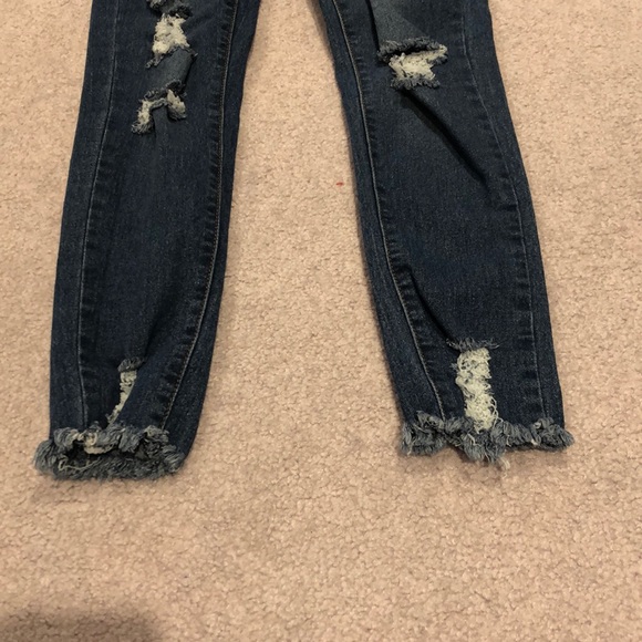 Fashionnova Distressed Fringe Ankle Skinny Jeans - Picture 3 of 5